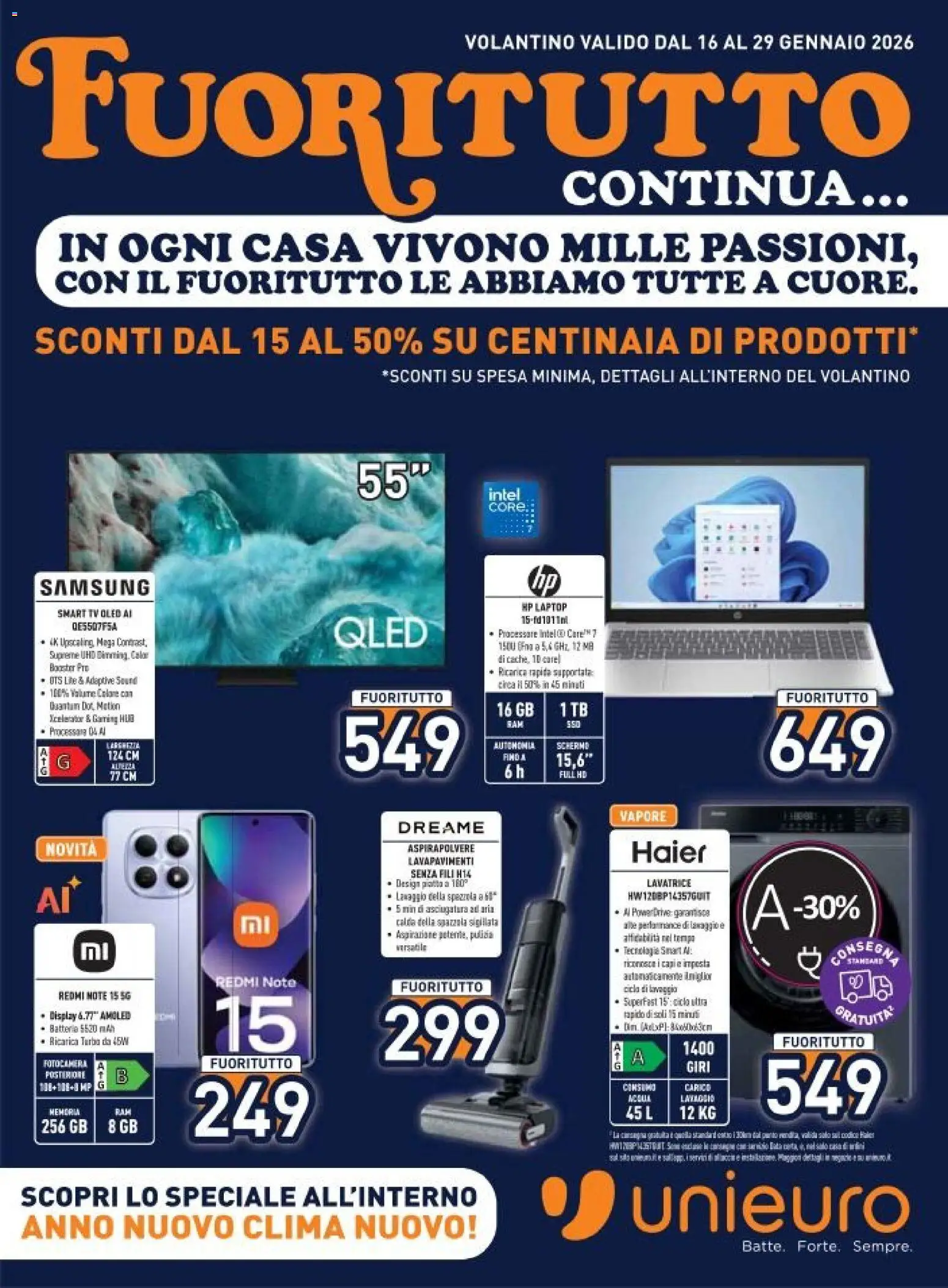 Volantino Unieuro	 - pagina 1 - valido dal 16/01/2026