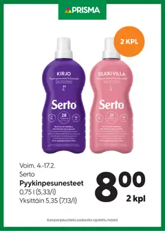 Esikatselu Prisma tarjoukset Serto voimassa alkaen 04/02/2026