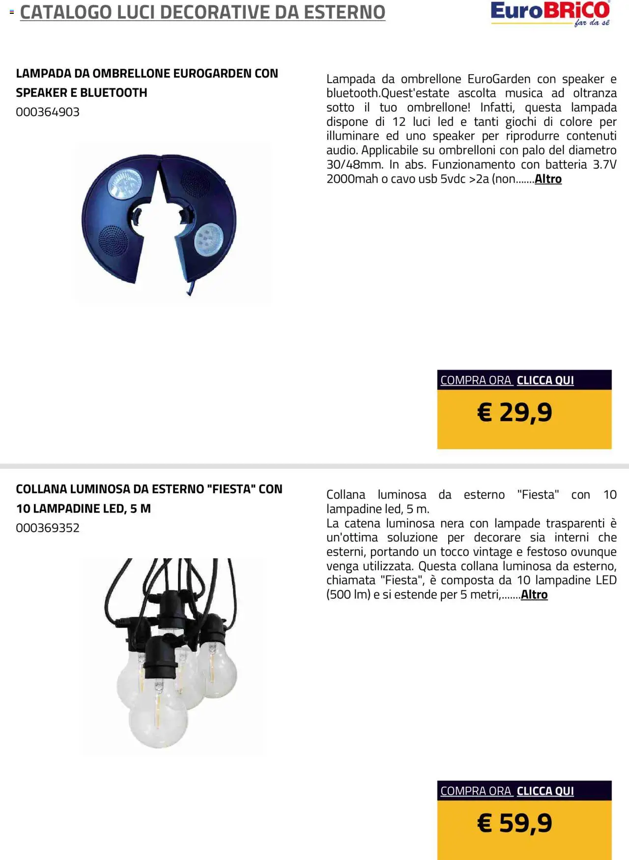 Eurobrico Luci Decorative da Esterno catalogo - pagina 2 - valido dal 23/07/2025
