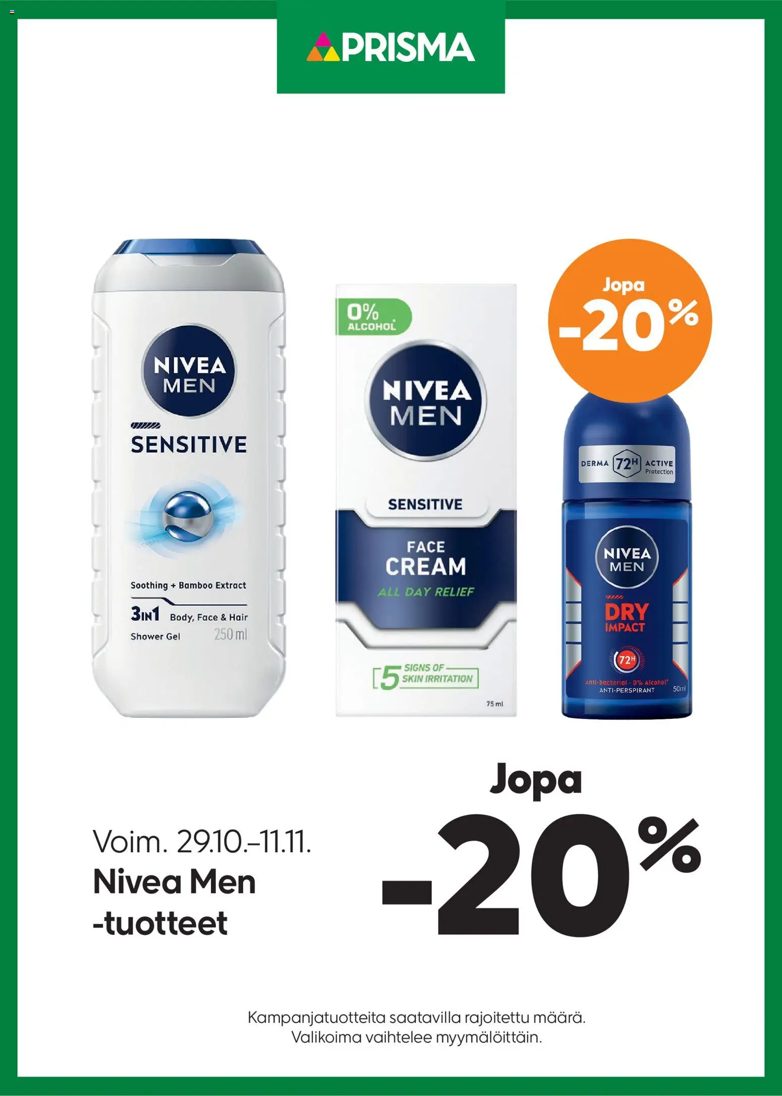 Prisma tarjoukset Nivea Men - sivu 1- voimassa alkaen 29/10/2025