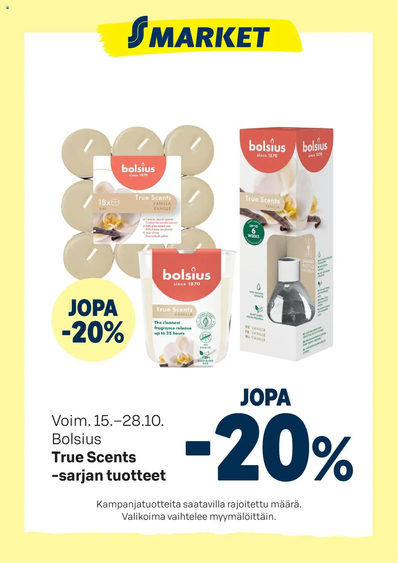 S-market tarjoukset Bolsius - sivu 1- voimassa alkaen 15/10/2025