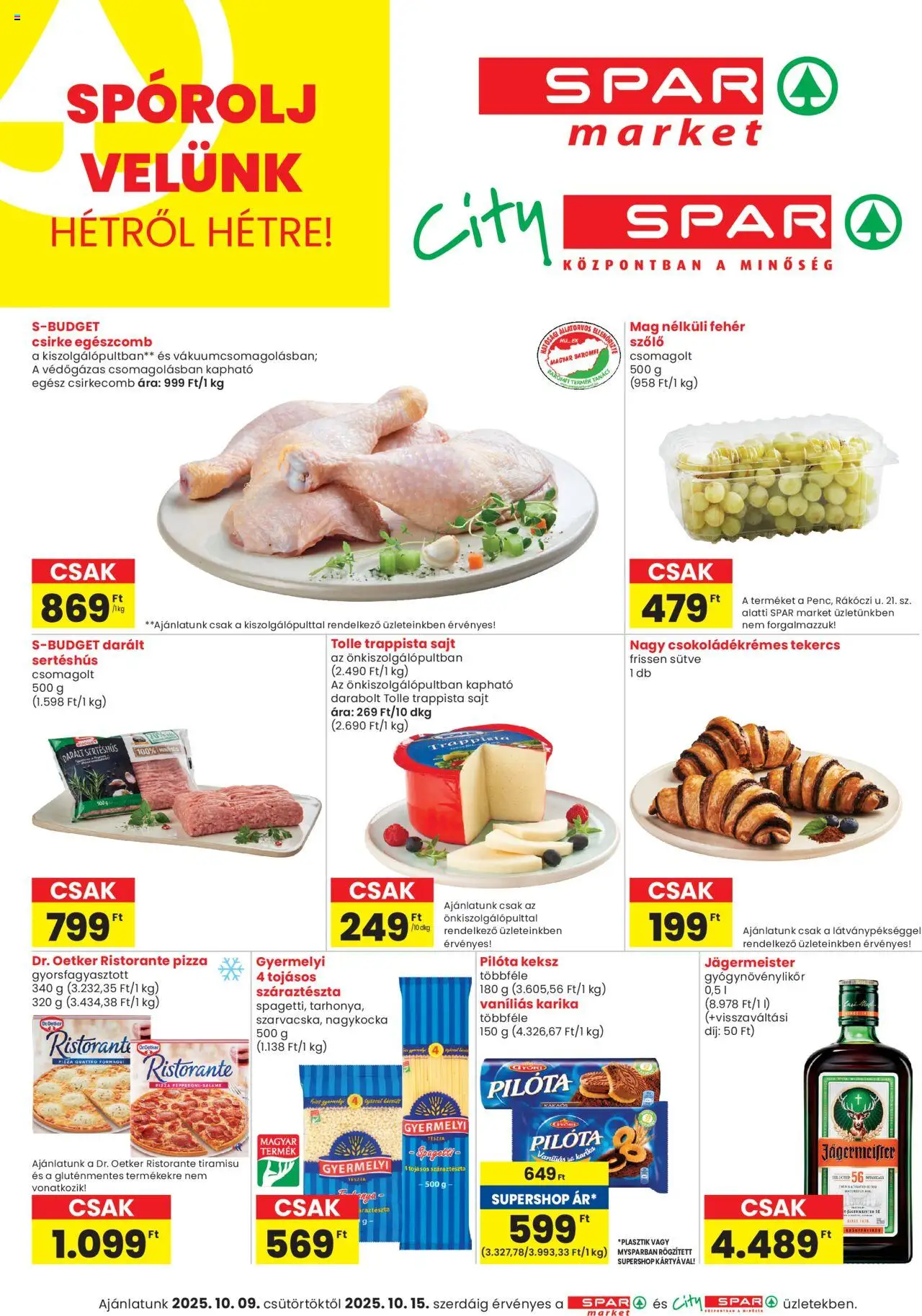 Spar Market Akciós újság - 1oldal - érvényes 2025.10.09.-tól