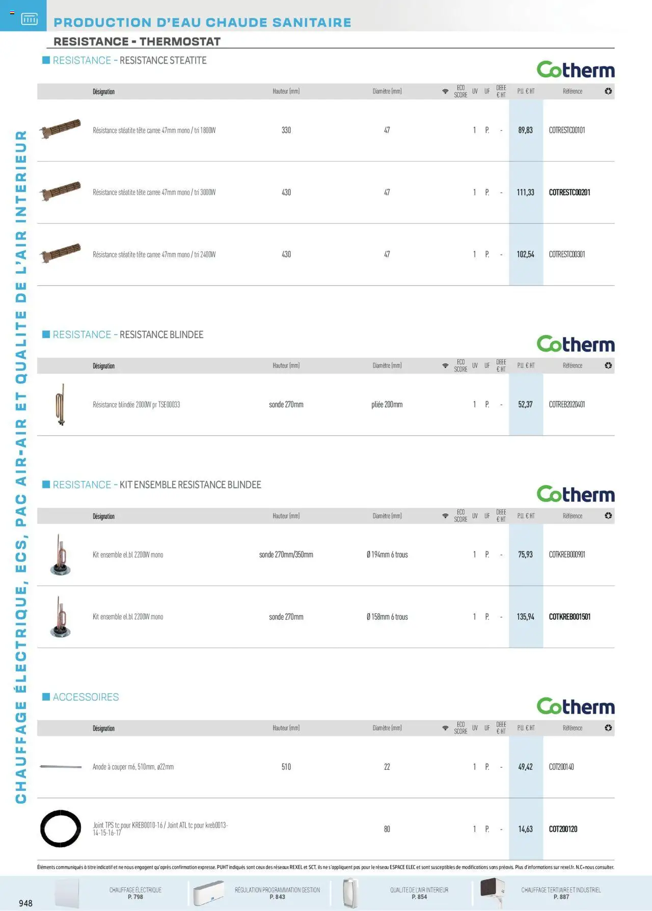 Rexel - Chauffage Électrique, ECS, PAC AIR-AIR Et Qualite De L´Air Interieur - page 154 - valable à partir du 16/07/2025