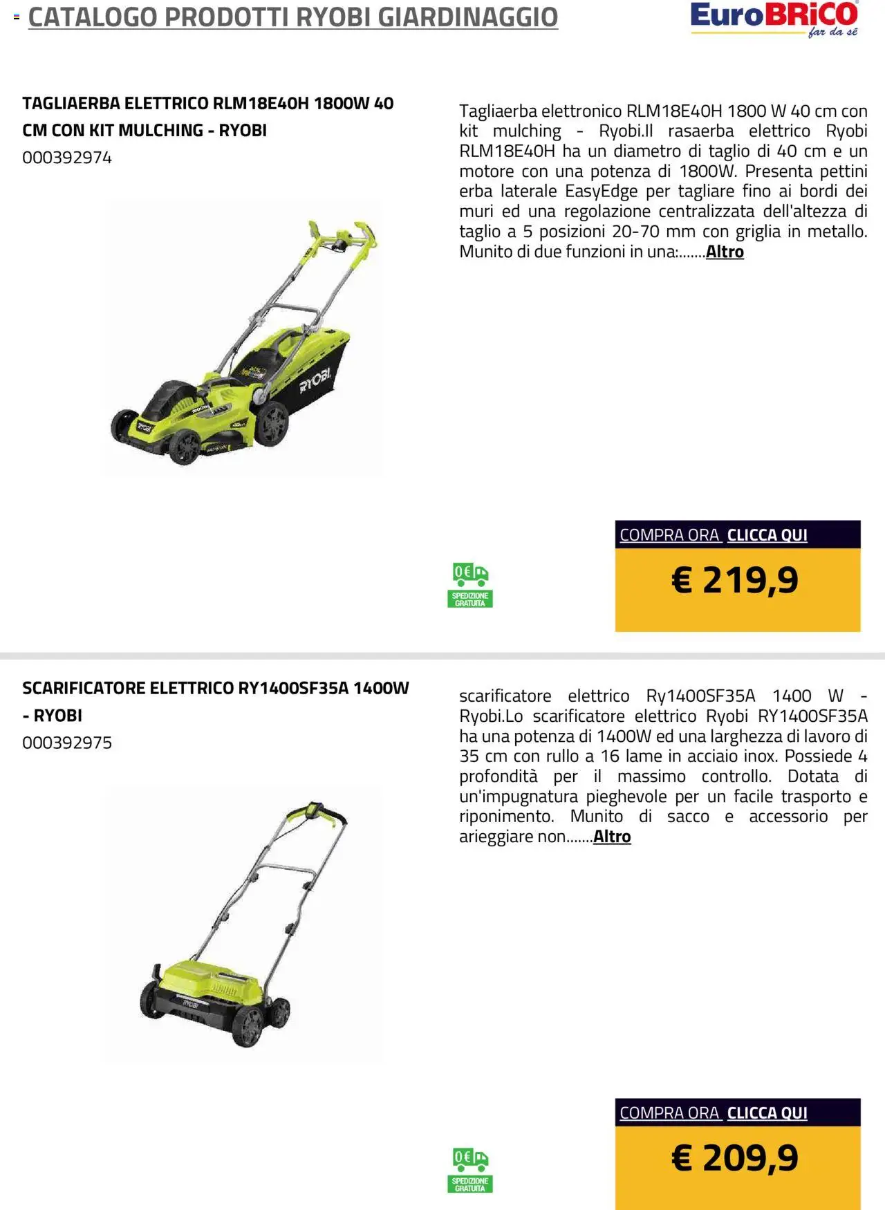 Eurobrico Prodotti Ryobi Giardinaggio catalogo - pagina 12 - valido dal 23/07/2025
