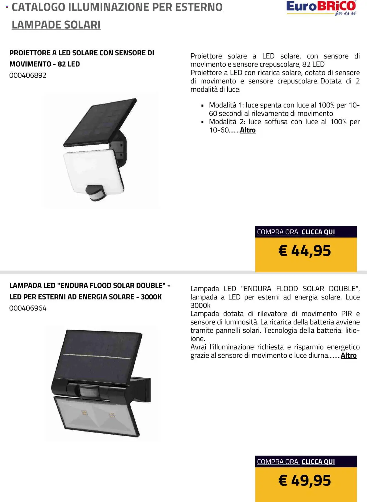 Eurobrico Illuminazione da esterno Lampade Solari catalogo - pagina 24 - valido dal 23/07/2025
