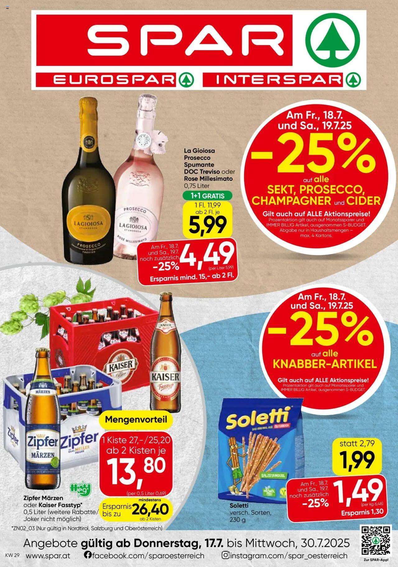 Spar Flugblatt - Tirol - Seite 1- gültig ab 17.07.2025