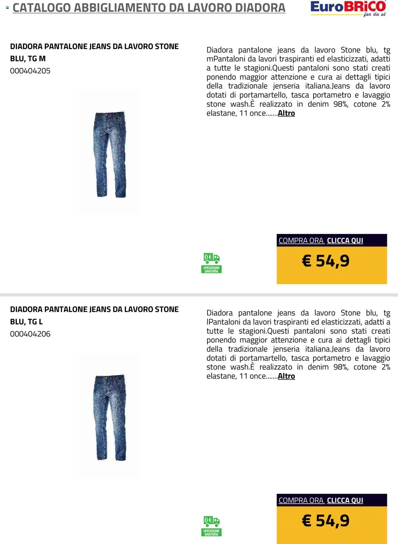 Eurobrico Abbigliamento da Lavoro Diadora catalogo - pagina 52 - valido dal 23/07/2025