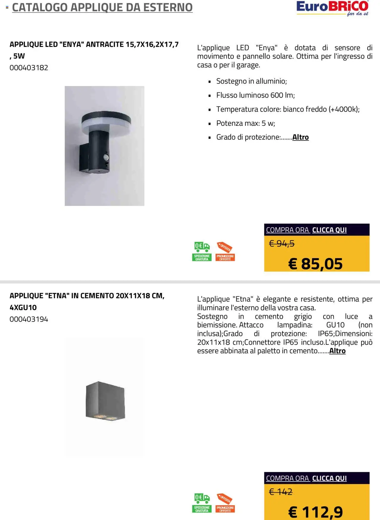 Eurobrico Applique da Esterno catalogo - pagina 42 - valido dal 23/07/2025
