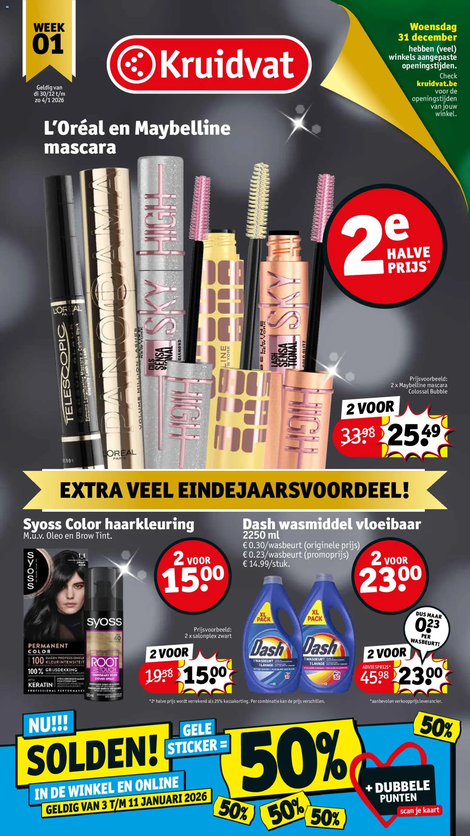 Kruidvat folder week 1 - pagina 1- geldig vanaf 30/12/2025