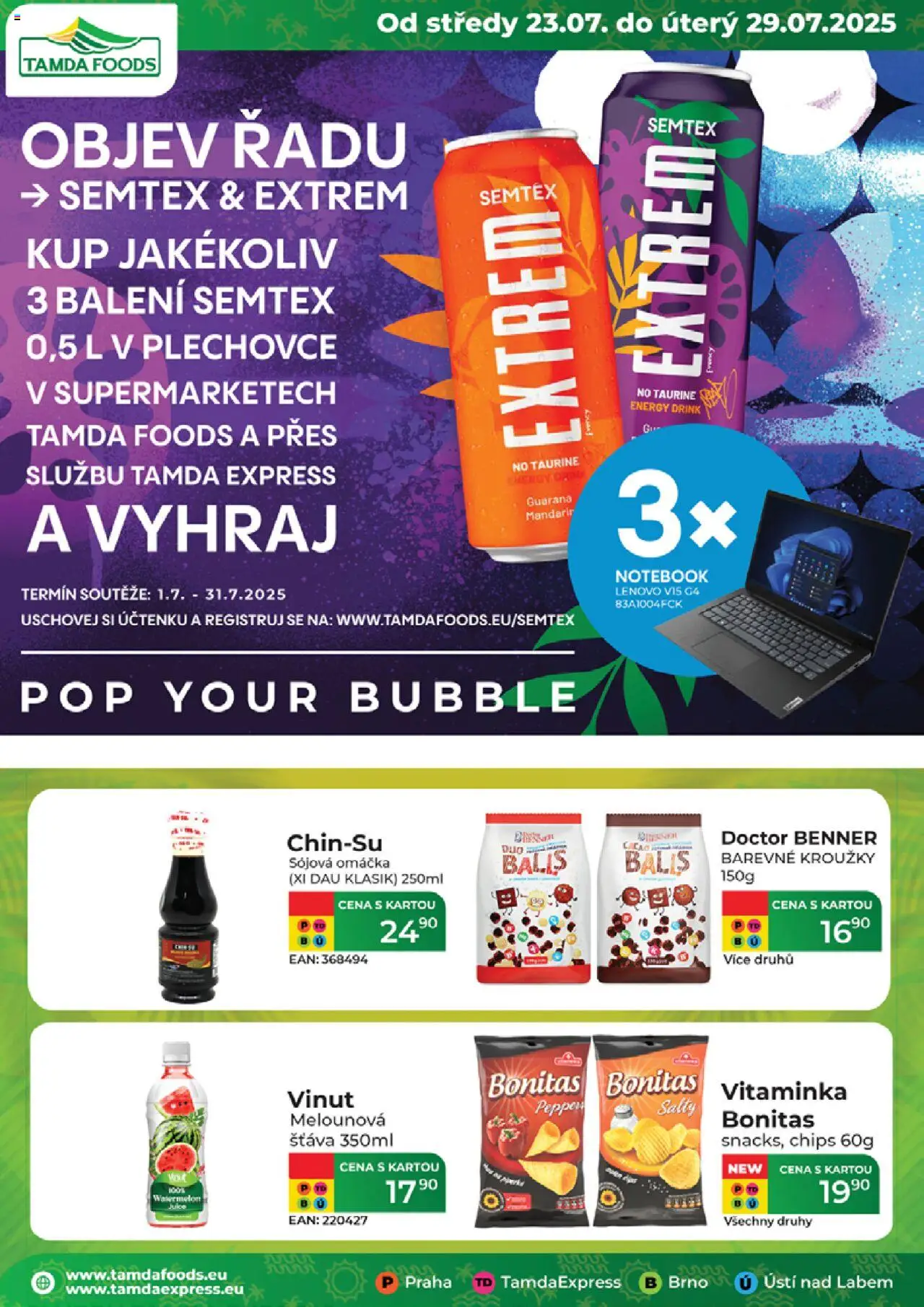Tamda Foods leták - strana 1- platný od 23.07.2025