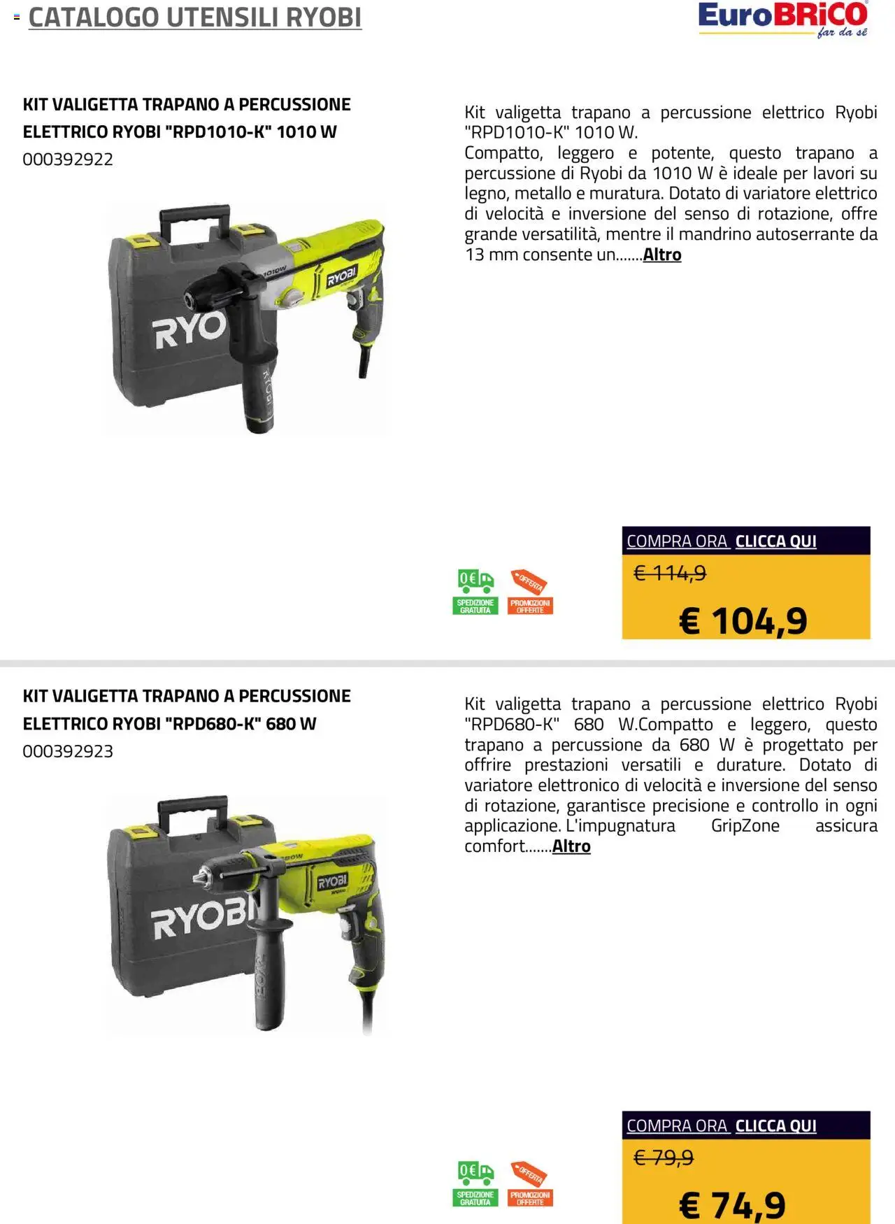 Eurobrico Utensili Ryobi catalogo - pagina 13 - valido dal 23/07/2025