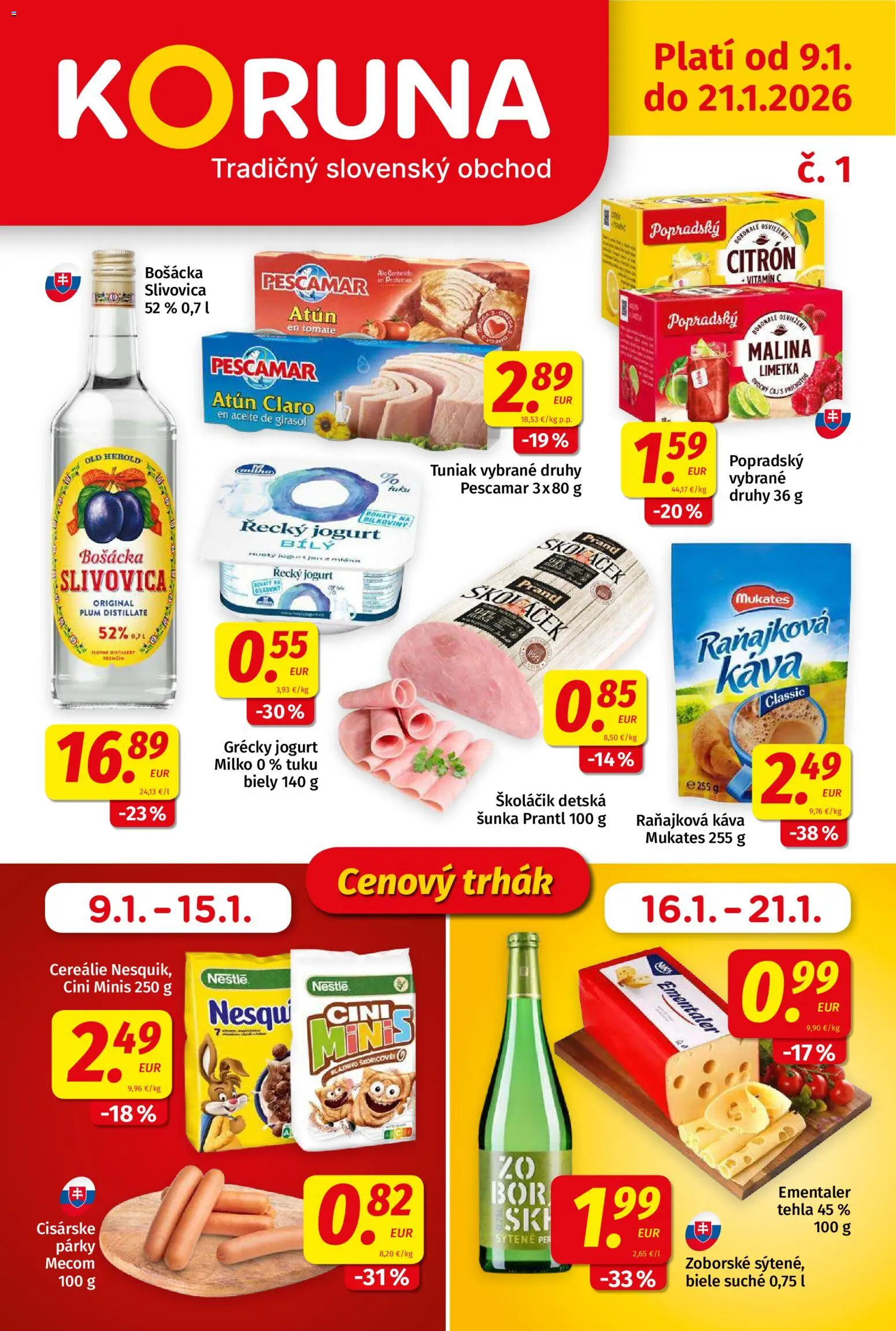 Koruna leták - strana 1- platný od 09.01.2026