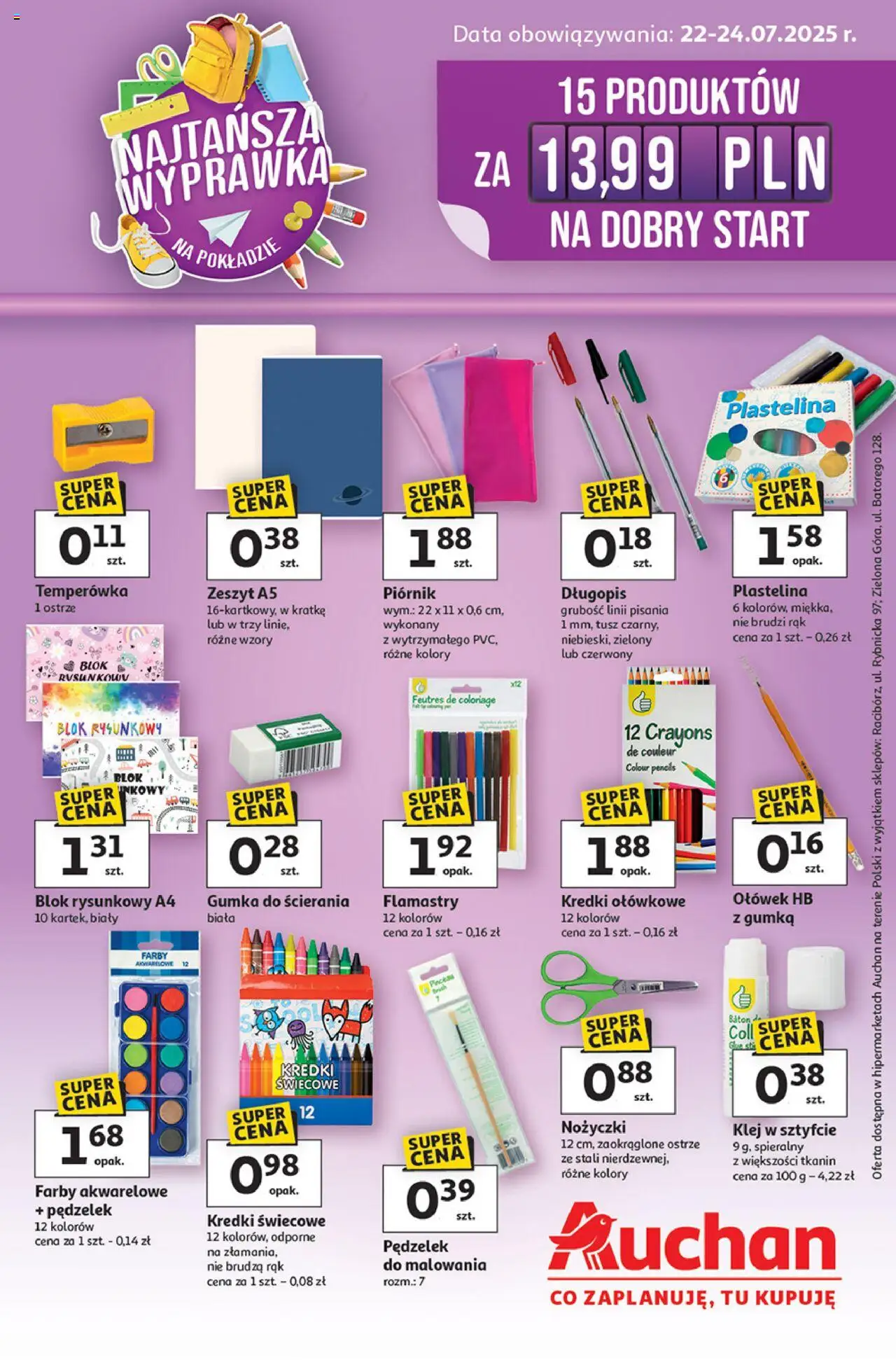 Auchan Gazetka - Najtańsza Wyprawka Szkolna Hipermarket - strona 1- ważny od 22.07.2025