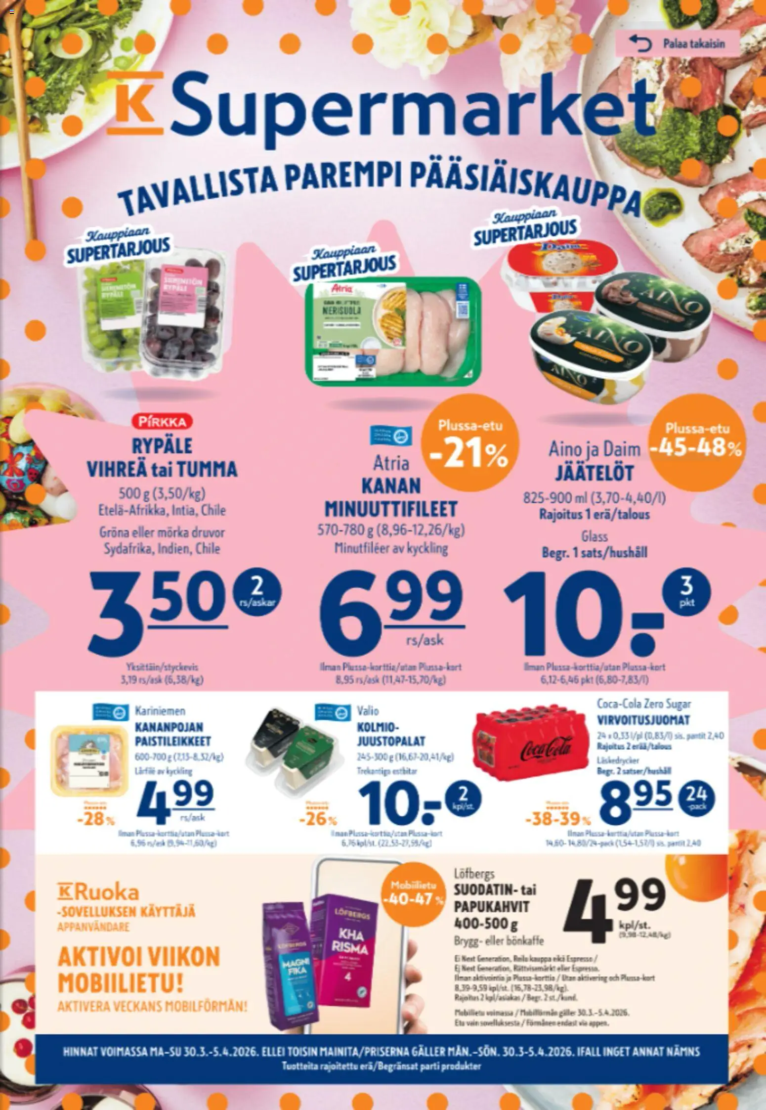 K-Supermarket tarjoukset - sivu 1- voimassa alkaen 30/03/2026