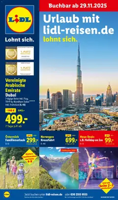 Vorschau Lidl Reisen Prospekt 	 gültig ab 28.11.2025