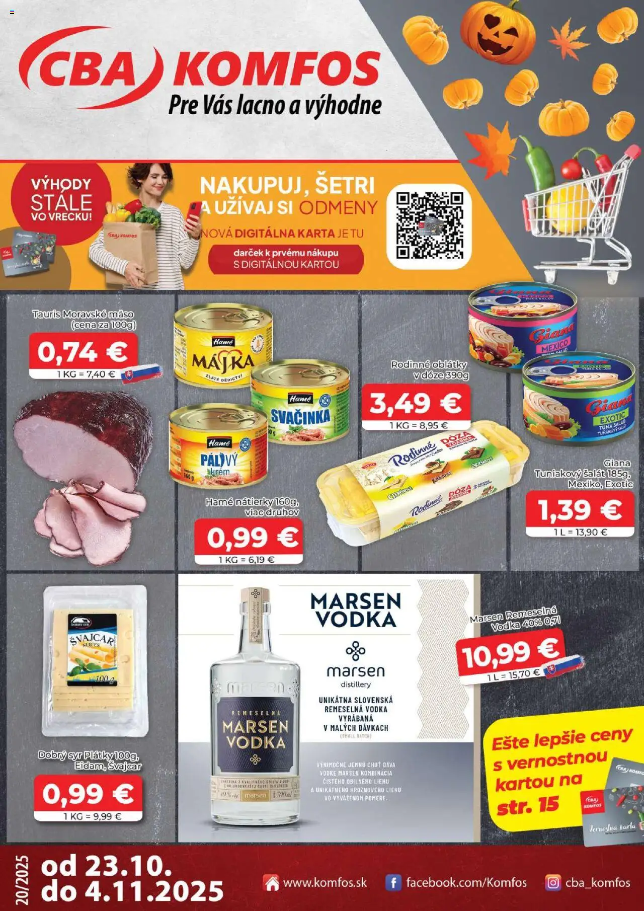 CBA Komfos leták - strana 1- platný od 23.10.2025