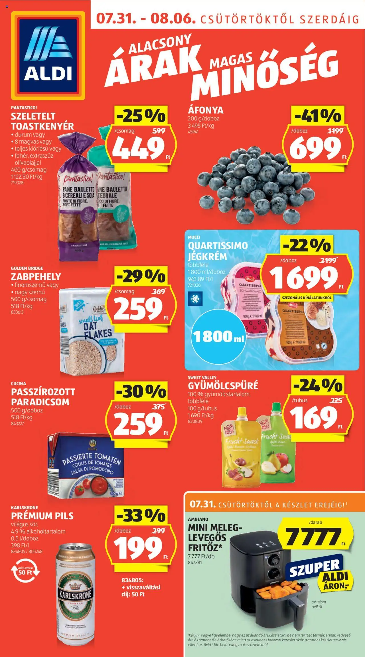 Aldi Akciós újság - 1oldal - érvényes 2025.07.31.-tól