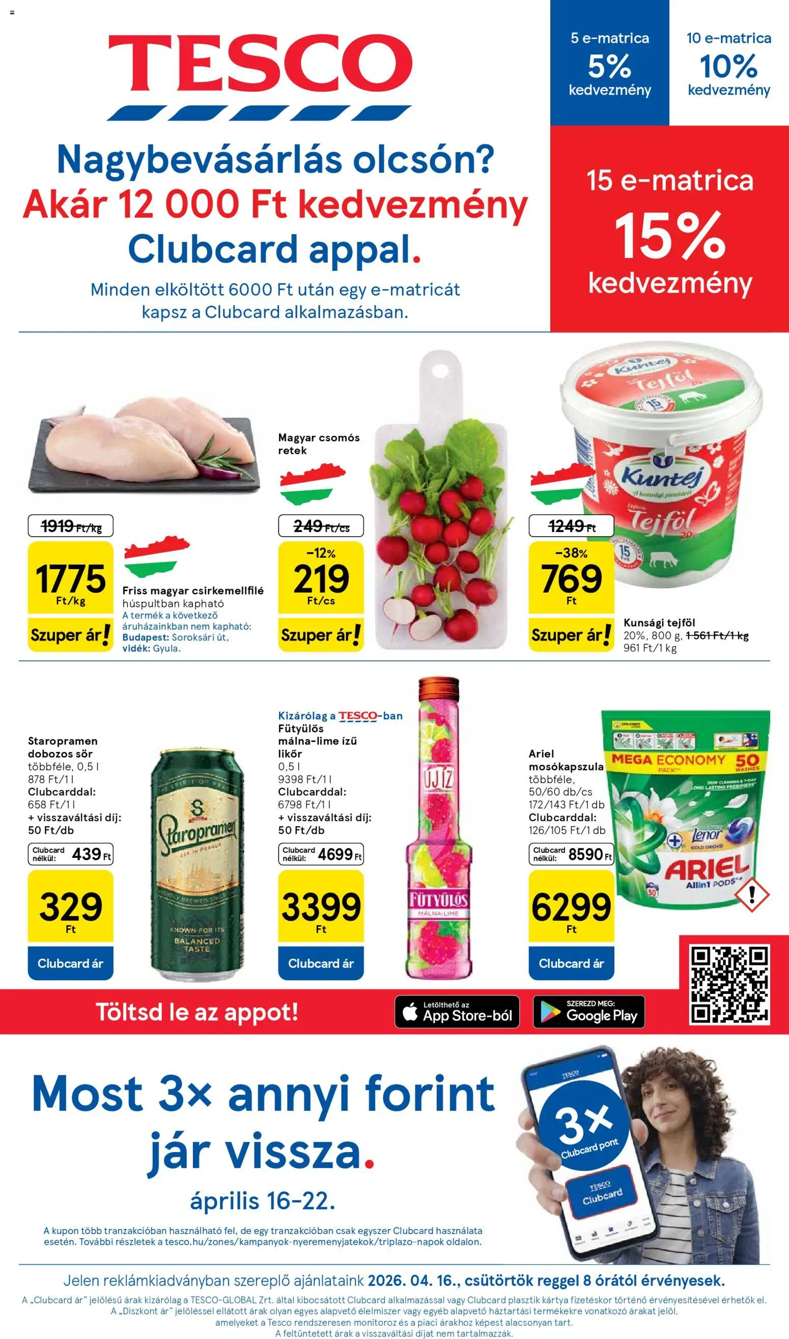 Tesco aktuális akciós újság - 1oldal - érvényes 2026.04.16.-tól