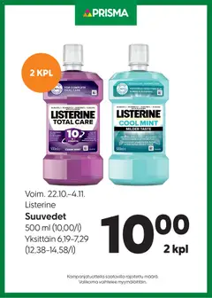 Esikatselu Prisma tarjoukset Listerine voimassa alkaen 22/10/2025