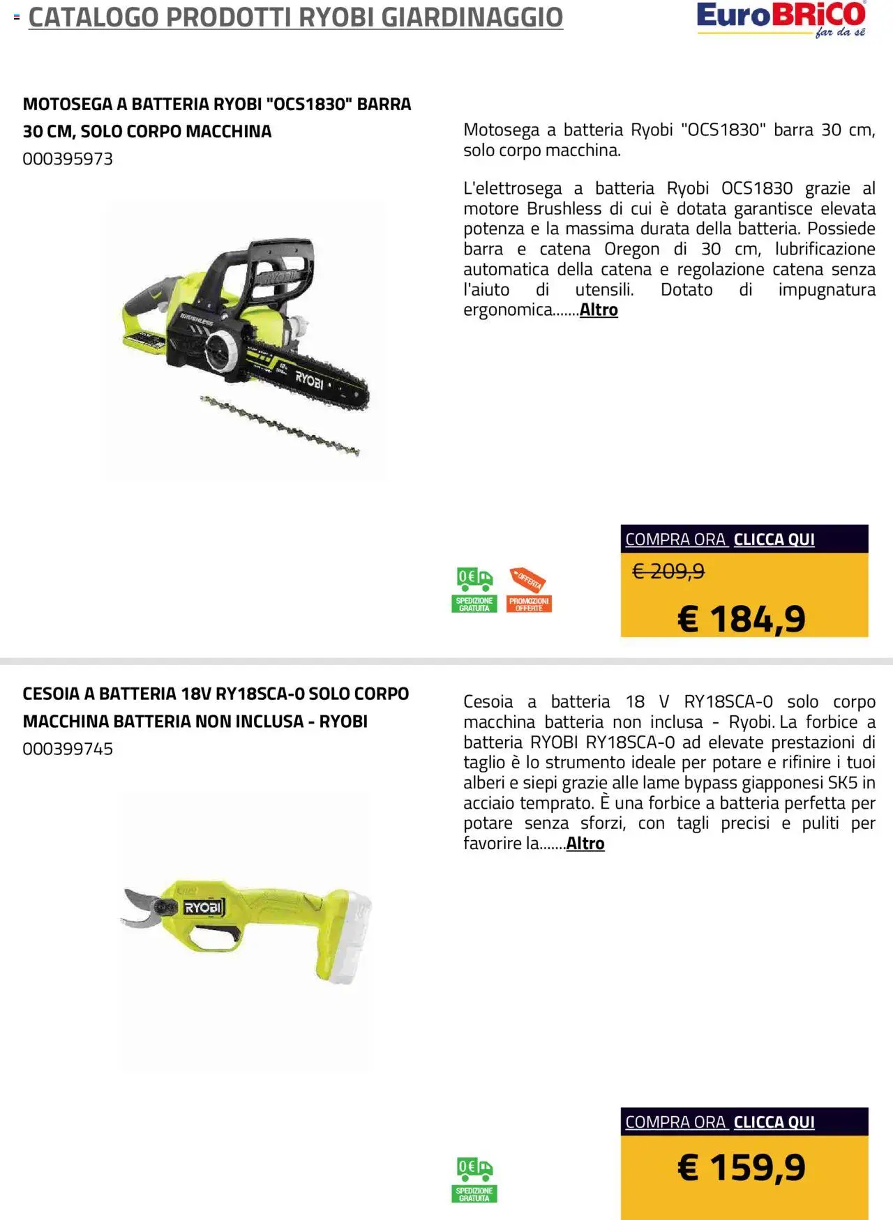 Eurobrico Prodotti Ryobi Giardinaggio catalogo - pagina 20 - valido dal 23/07/2025