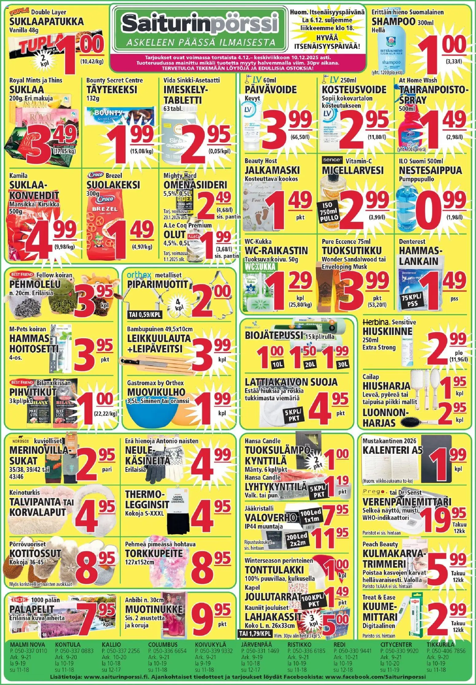 Saiturinpörssi tarjoukset - sivu 1- voimassa alkaen 04/12/2025