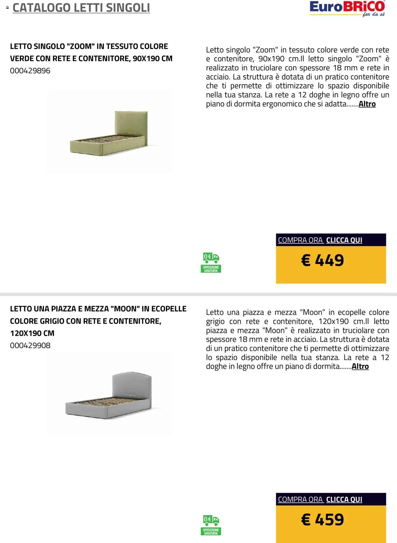 Eurobrico Letti Singoli catalogo - pagina 34 - valido dal 23/07/2025