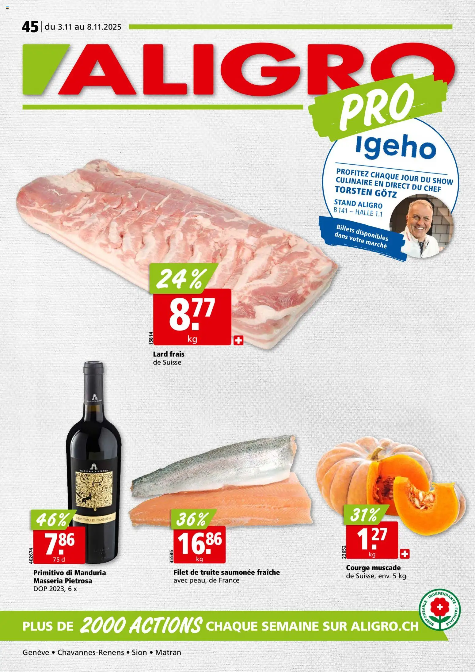 Aligro Aktionen Chavannes, Matran, Genève, Sion - Seite 1- gültig ab 03.11.2025