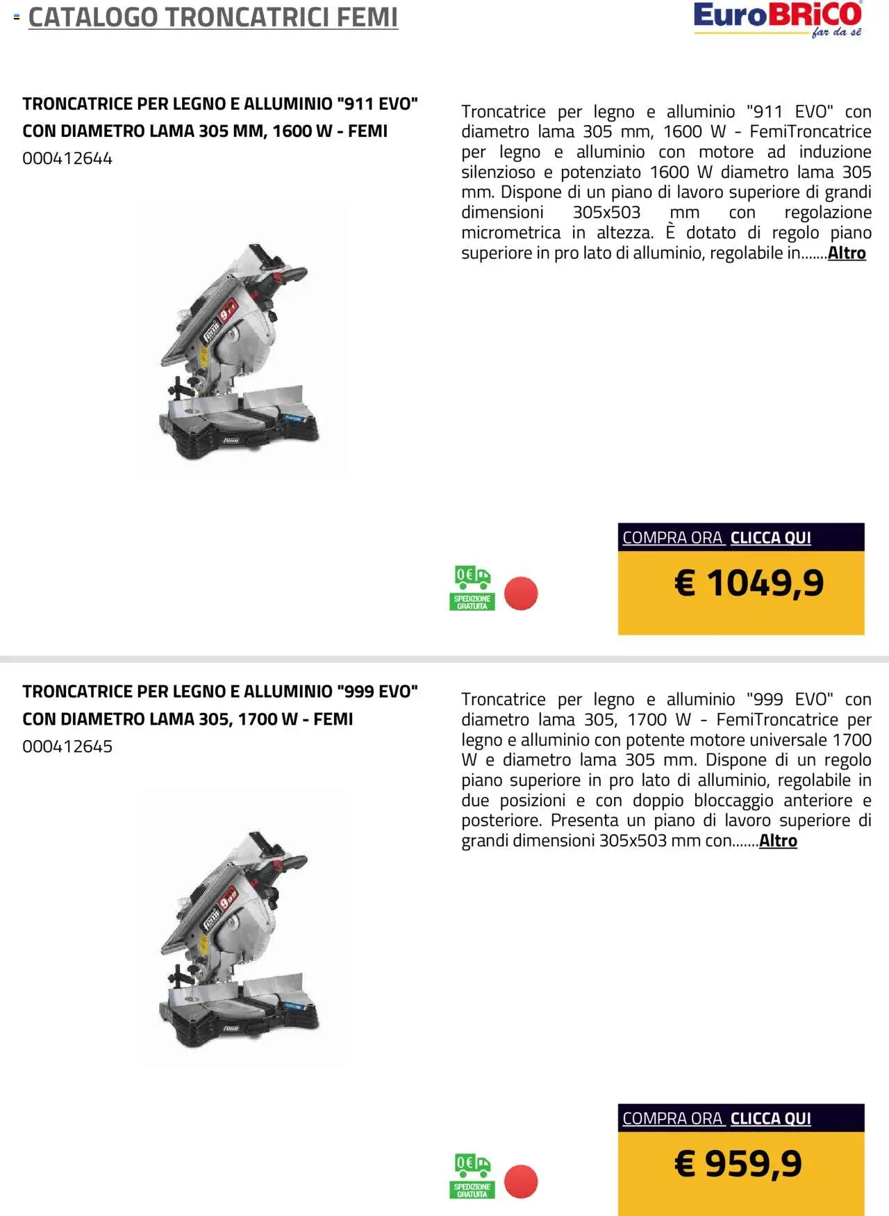 Eurobrico Troncatrici Femi catalogo - pagina 4 - valido dal 23/07/2025