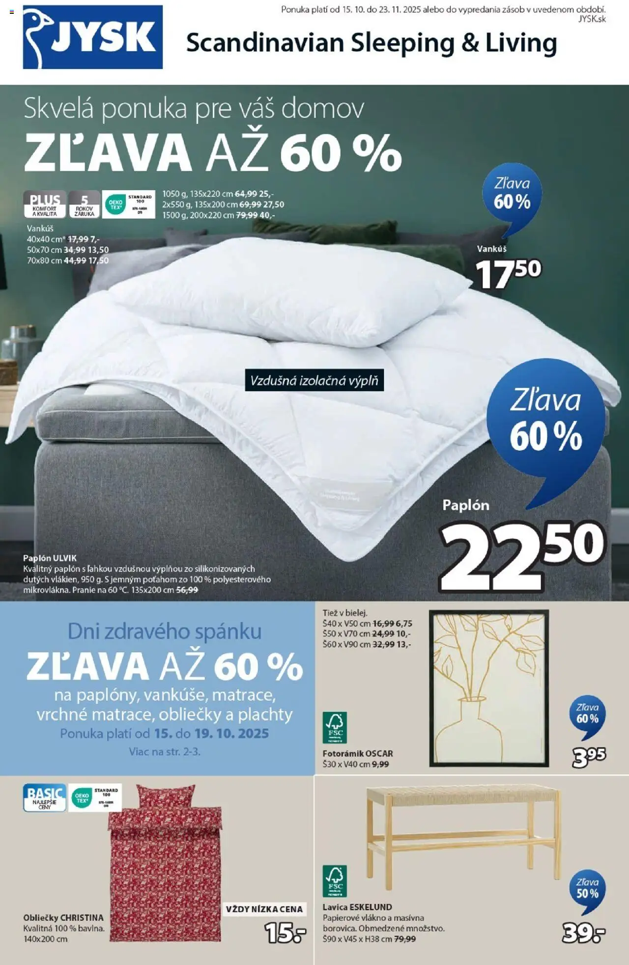 JYSK leták - strana 1- platný od 15.10.2025