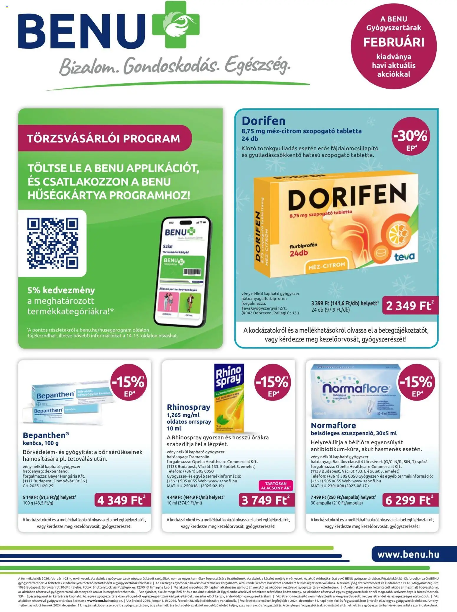 BENU Gyógyszertárak Akciós újság - 1oldal - érvényes 2026.02.01.-tól