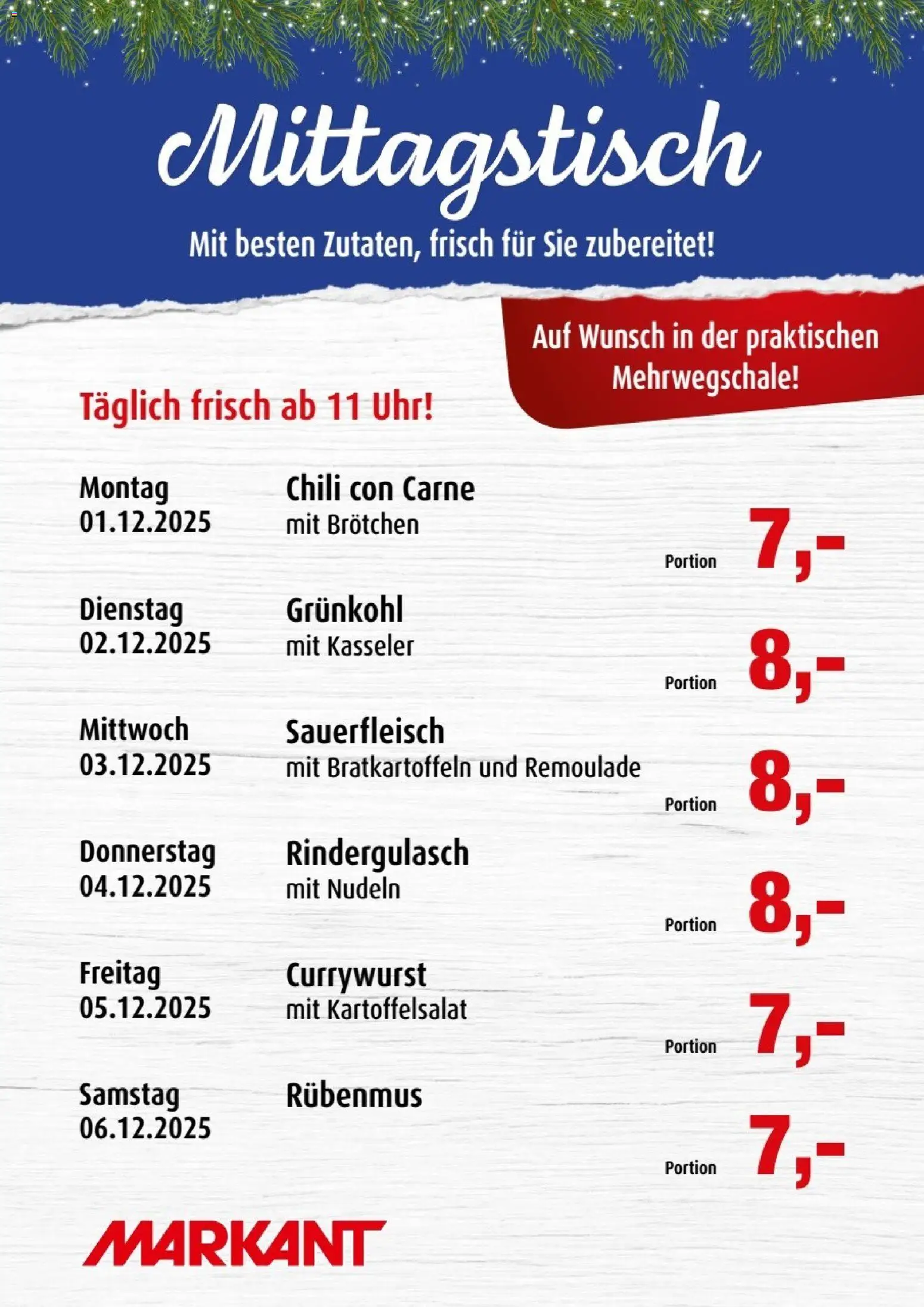 Markant Mittagstisch - Seite 1 - gültig ab 01.12.2025