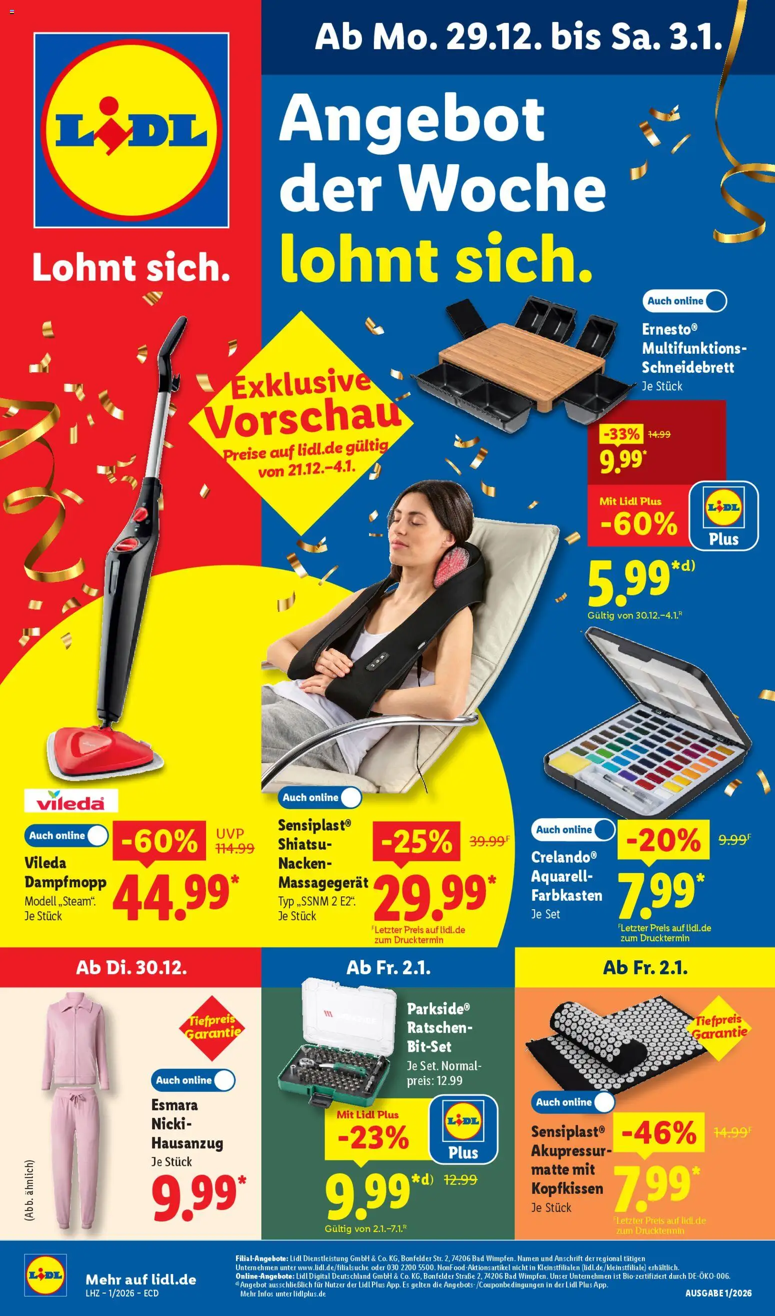 Lidl - Prospekt - Seite 1 - gültig ab 29.12.2025