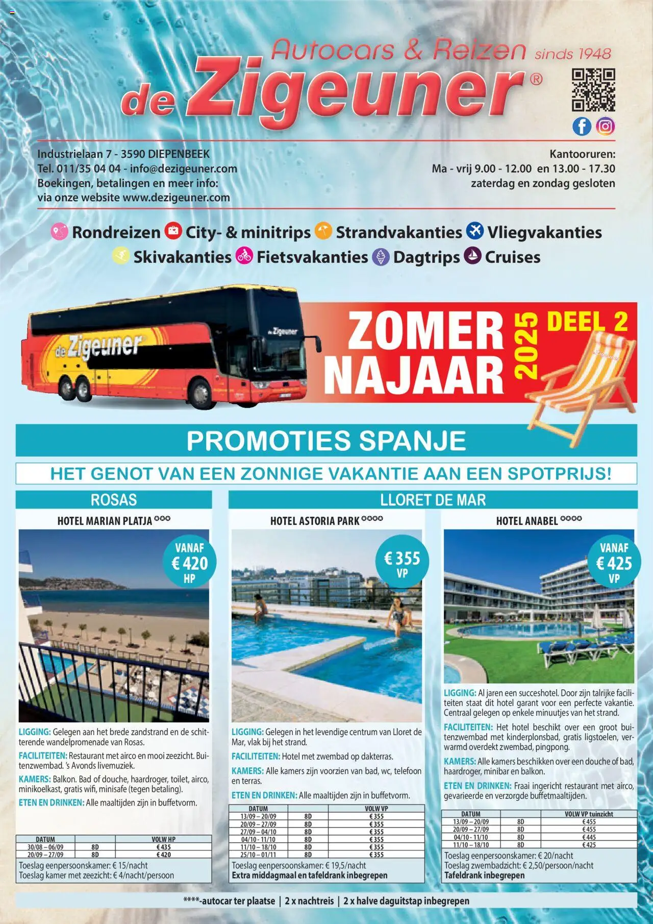 De Zigeuner - Reisbrochure - pagina 1- geldig vanaf 08/07/2025