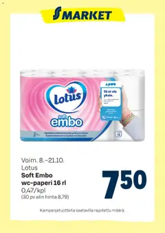 Esikatselu S-market tarjoukset Lotus Embo voimassa alkaen 08/10/2025