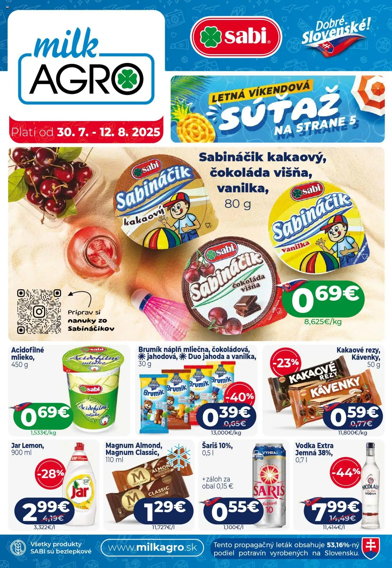 Milk Agro leták - strana 1- platný od 30.07.2025