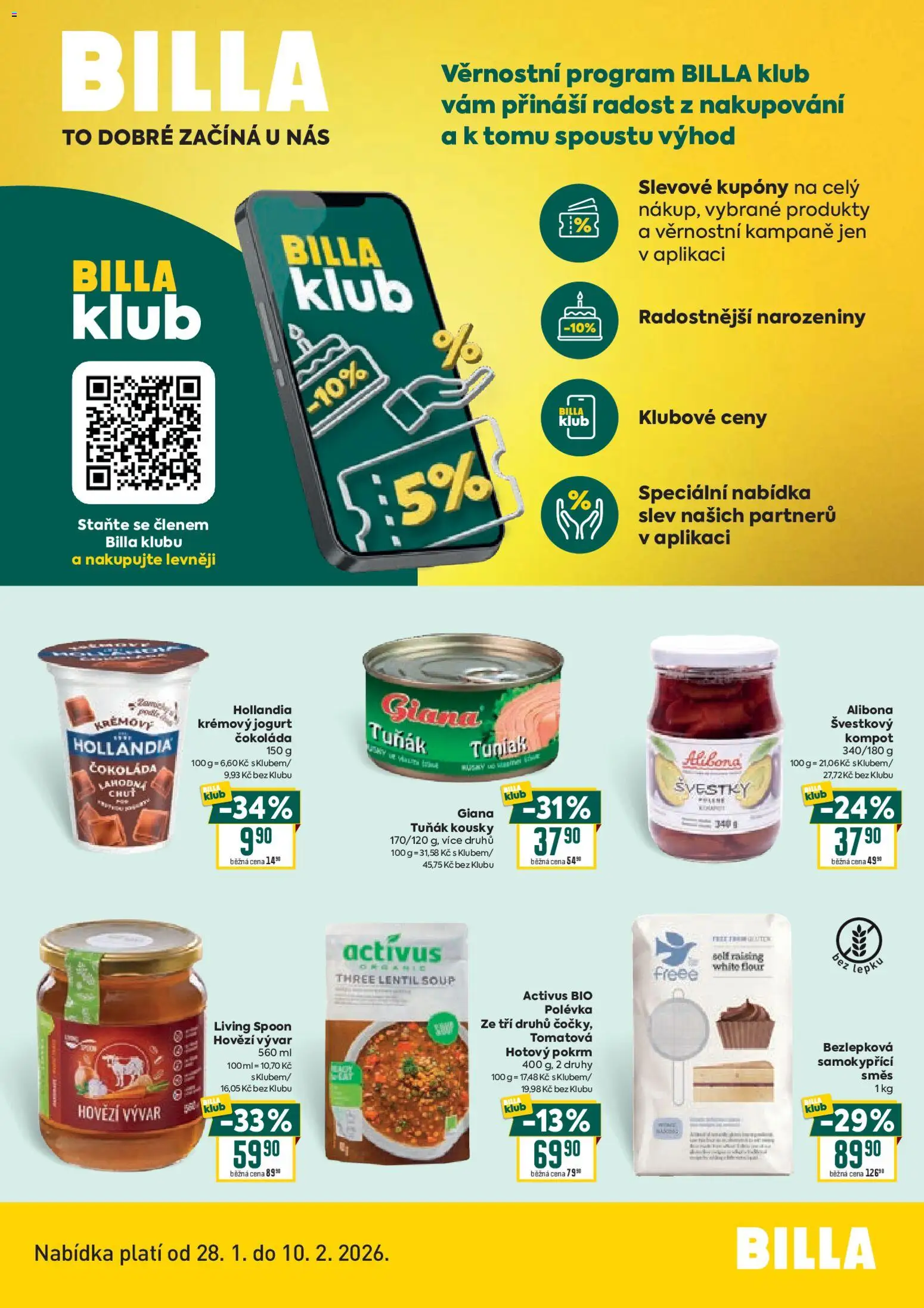 Billa leták - Bonus club - strana 1- platný od 28.01.2026