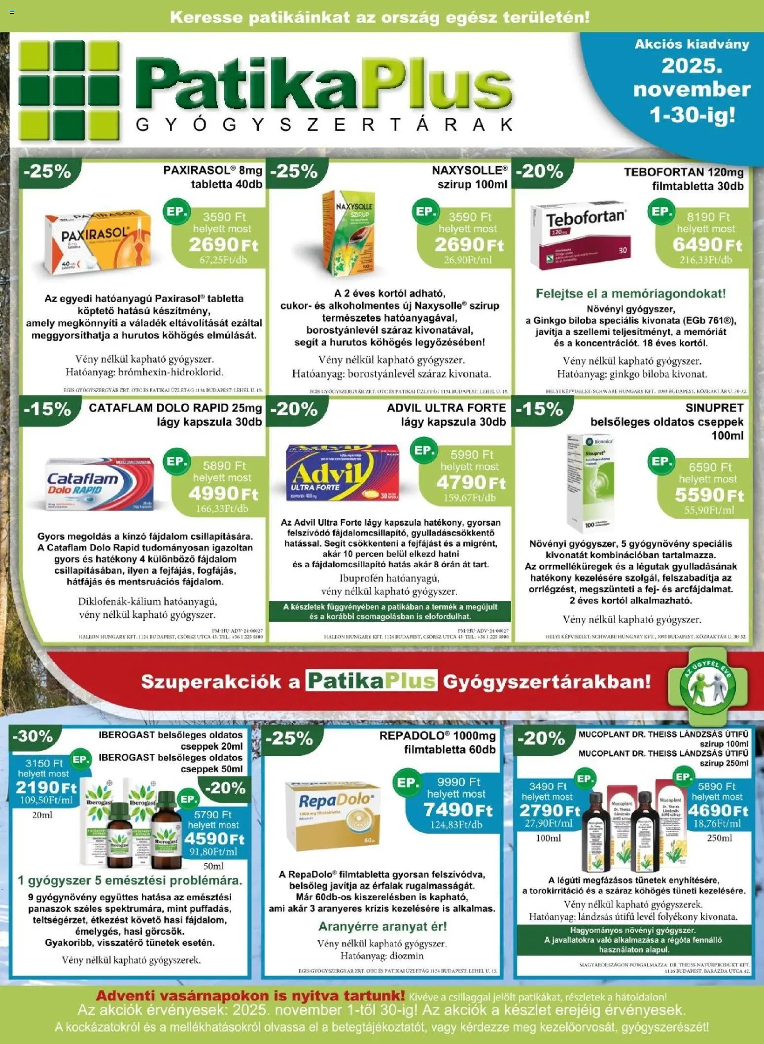 PatikaPlus Akciós újság - 1oldal - érvényes 2025.11.01.-tól