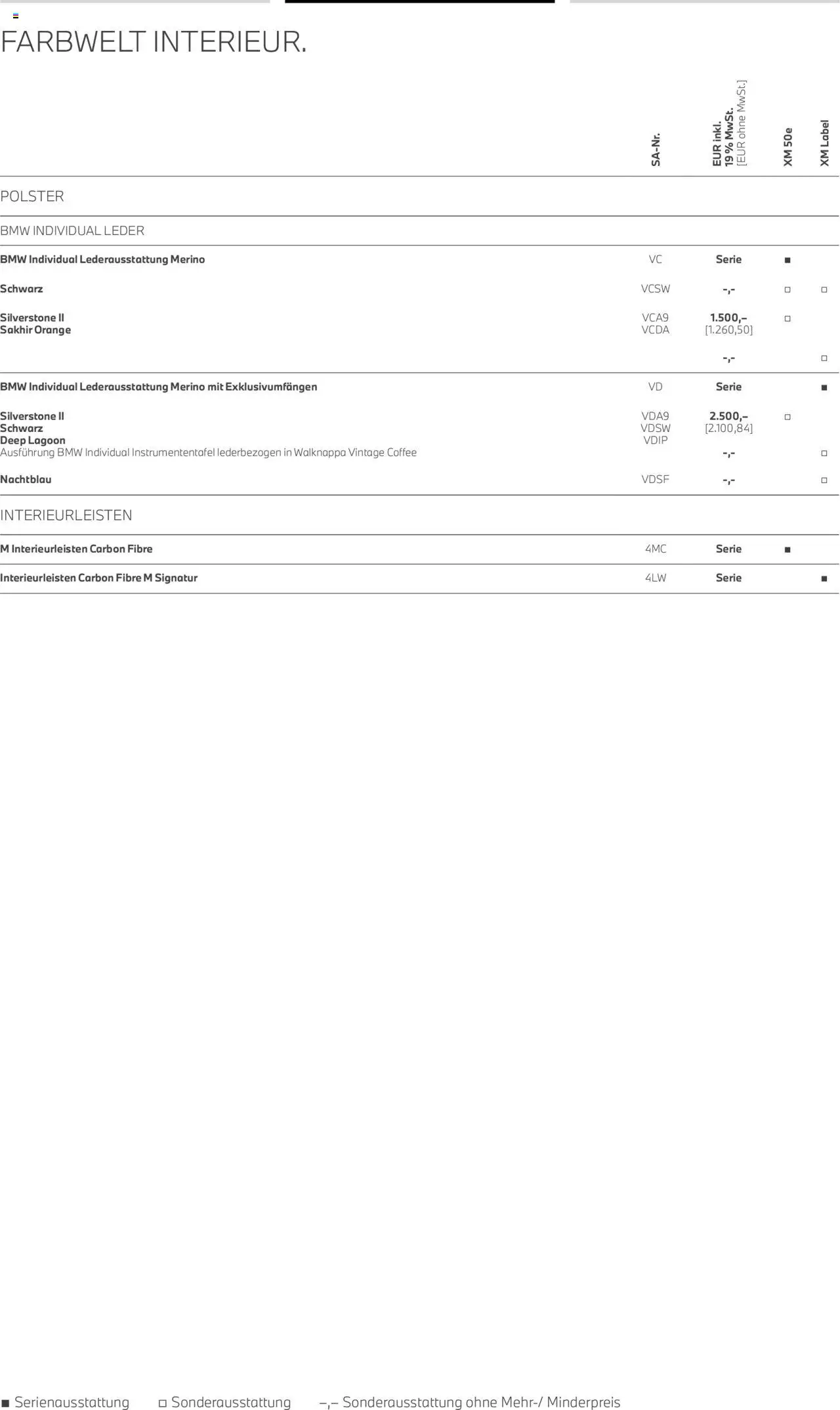 BMW XM - Seite 12 - gültig ab 01.08.2025