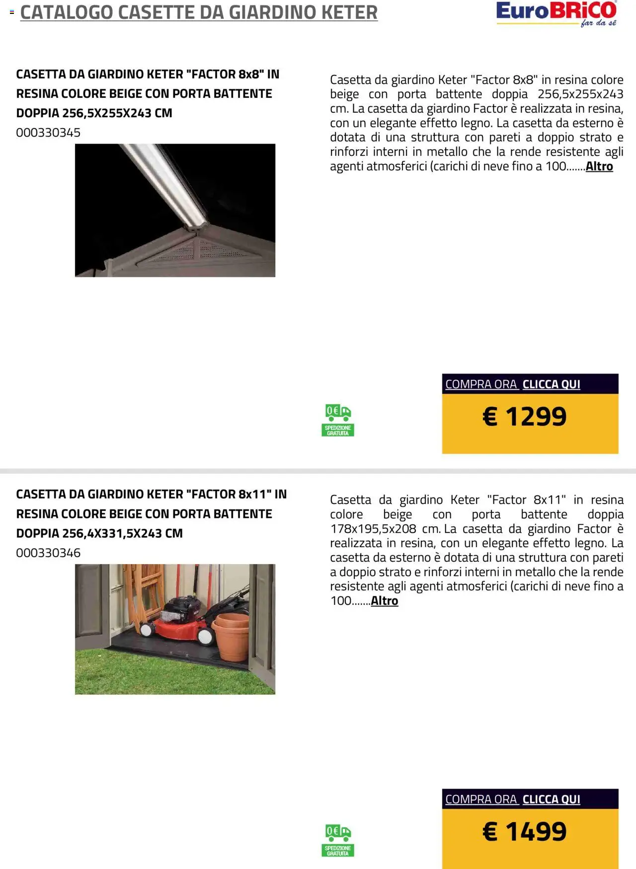 Eurobrico Casette da Giardino Keter catalogo - pagina 4 - valido dal 23/07/2025