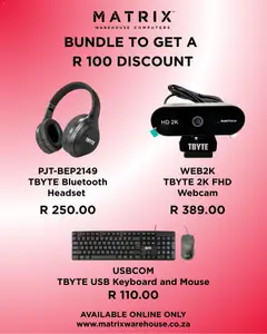 Preview Matrix Warehouse Bundle and Save R100! valid from 31/10/2025