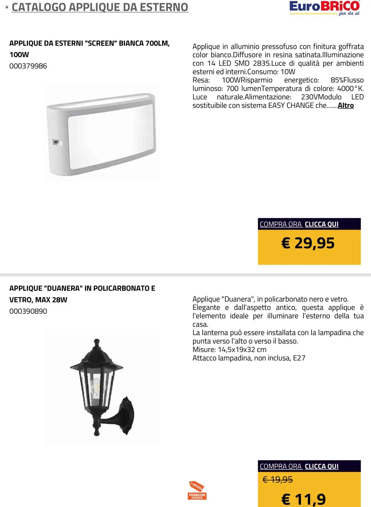 Eurobrico Applique da Esterno catalogo - pagina 19 - valido dal 23/07/2025