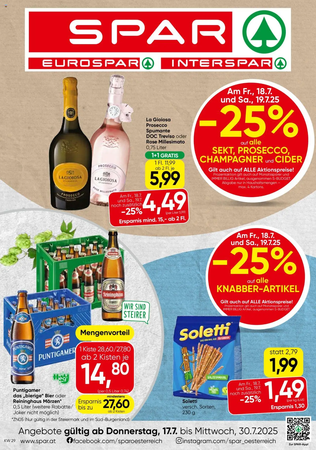 Spar Flugblatt - Steiermark - Seite 1- gültig ab 17.07.2025