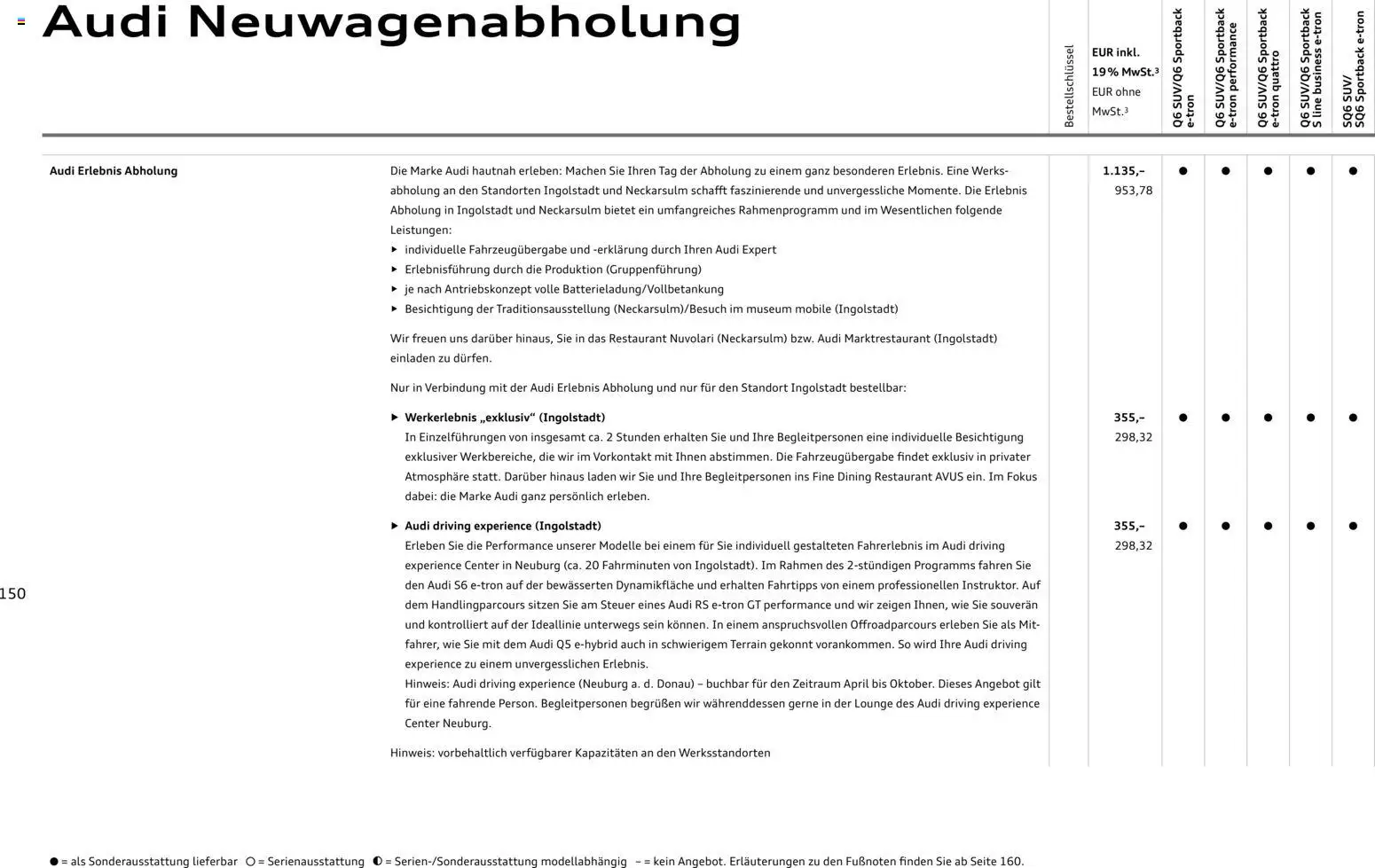 Audi Prospekt 	 - Seite 150 - gültig ab 28.10.2025