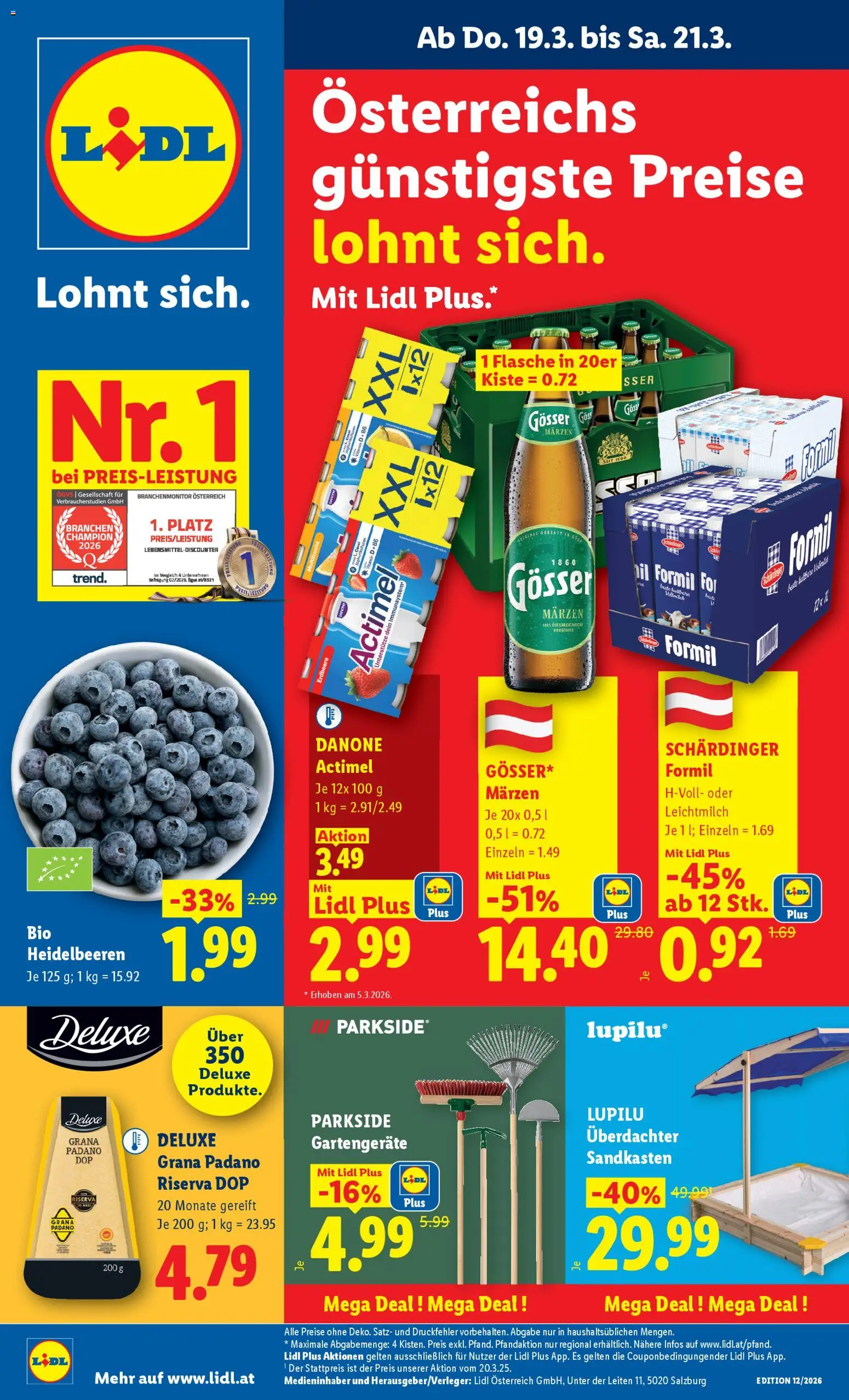 Lidl Flugblatt - Dornbirn, Feldkirch, Graz - Seite 1- gültig ab 19.03.2026
