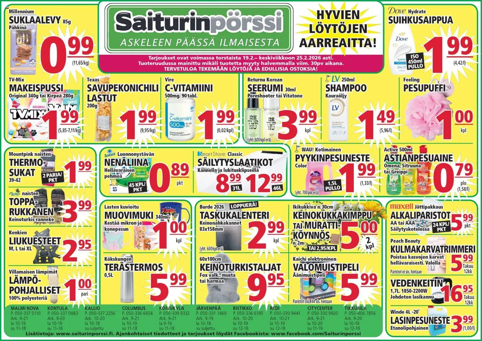 Saiturinpörssi tarjoukset - sivu 1- voimassa alkaen 19/02/2026
