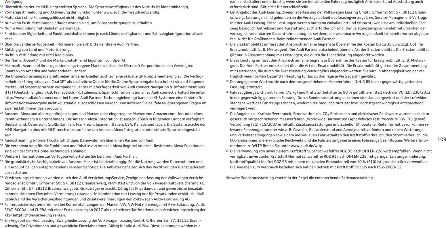 Audi A1 Sportback / A1 allstreet - Seite 109 - gültig ab 28.10.2025