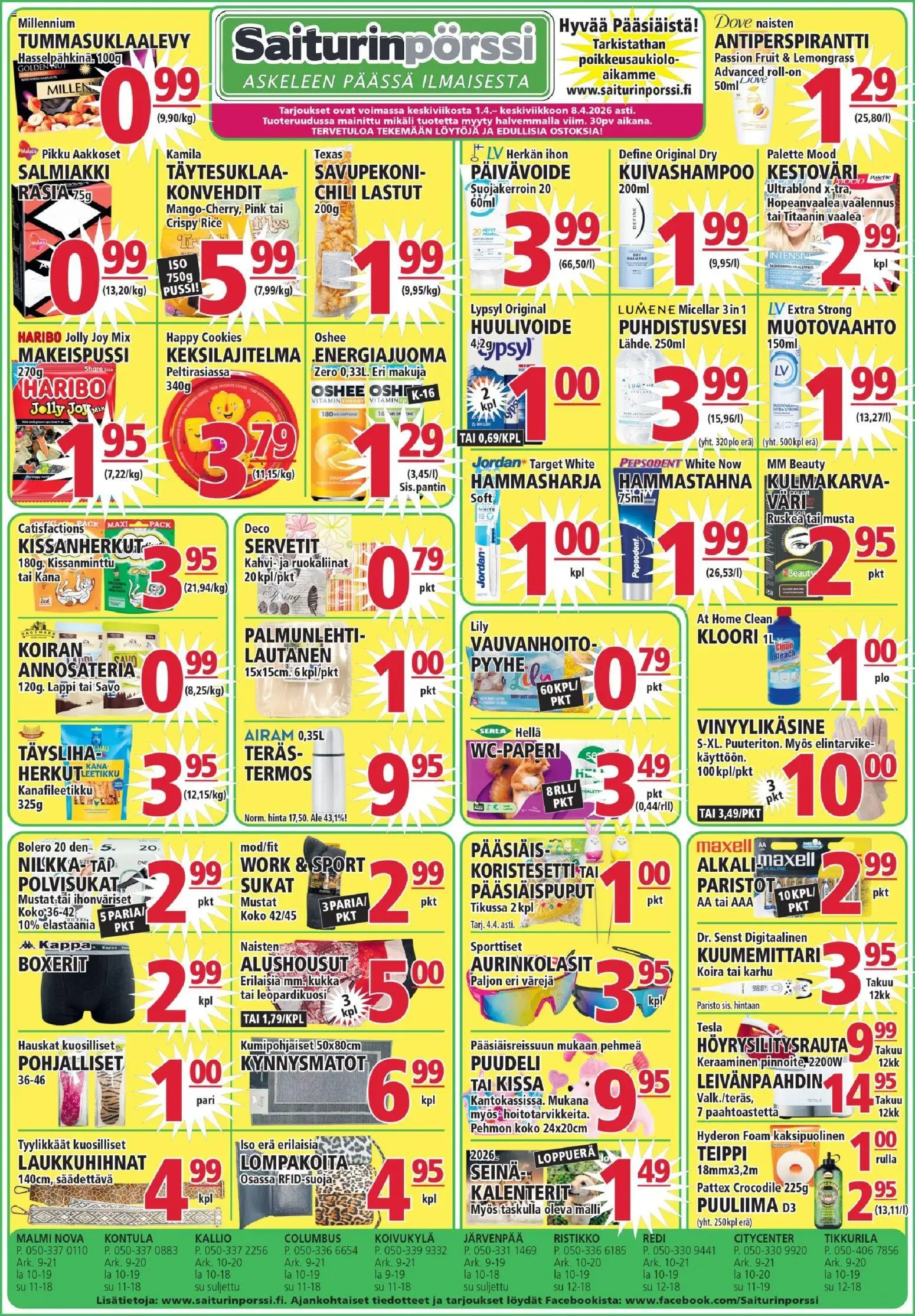 Saiturinpörssi tarjoukset - sivu 1- voimassa alkaen 01/04/2026