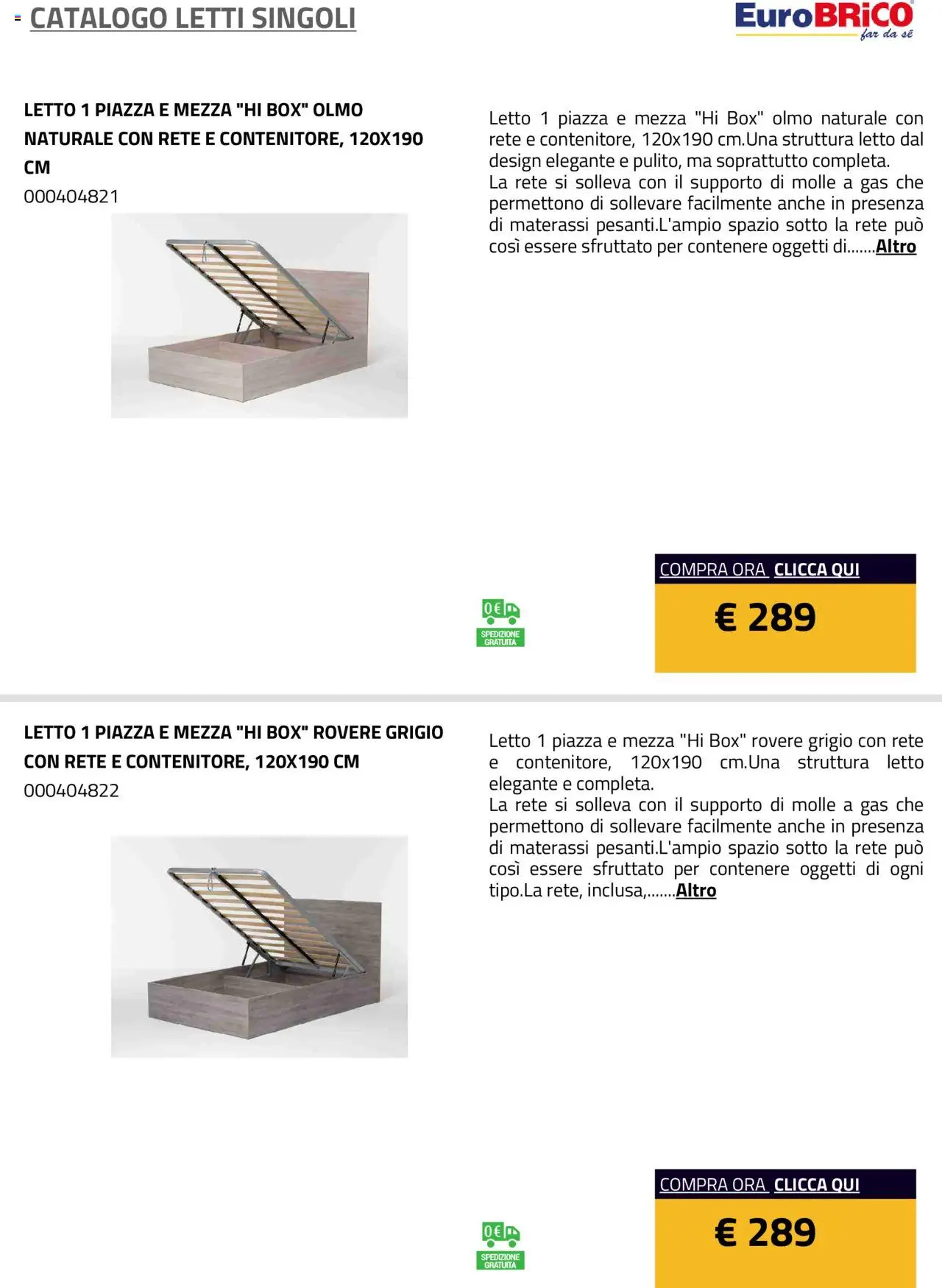 Eurobrico Letti Singoli catalogo - pagina 11 - valido dal 23/07/2025