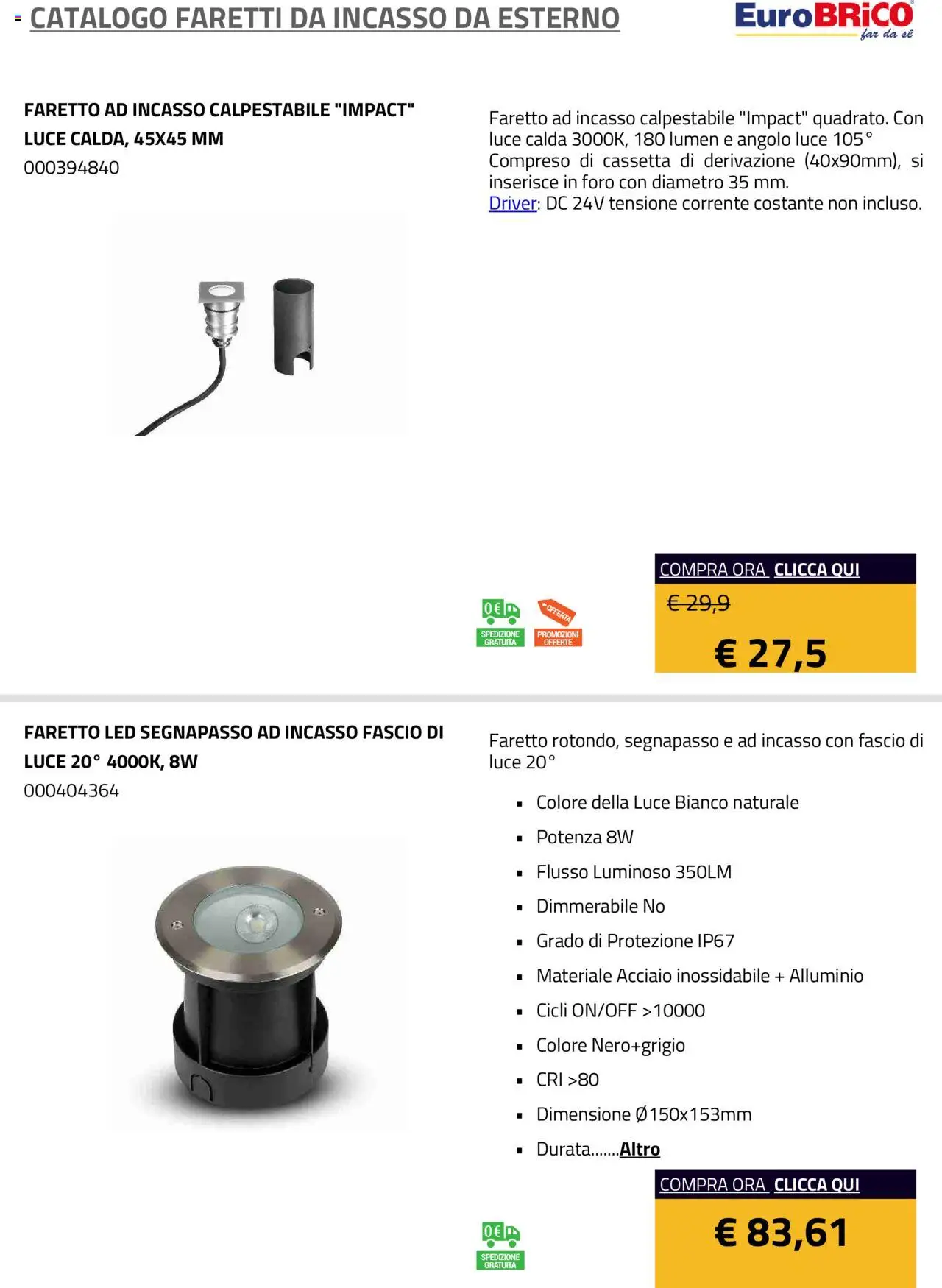 Eurobrico Faretti da Incasso da Esterno catalogo - pagina 6 - valido dal 23/07/2025