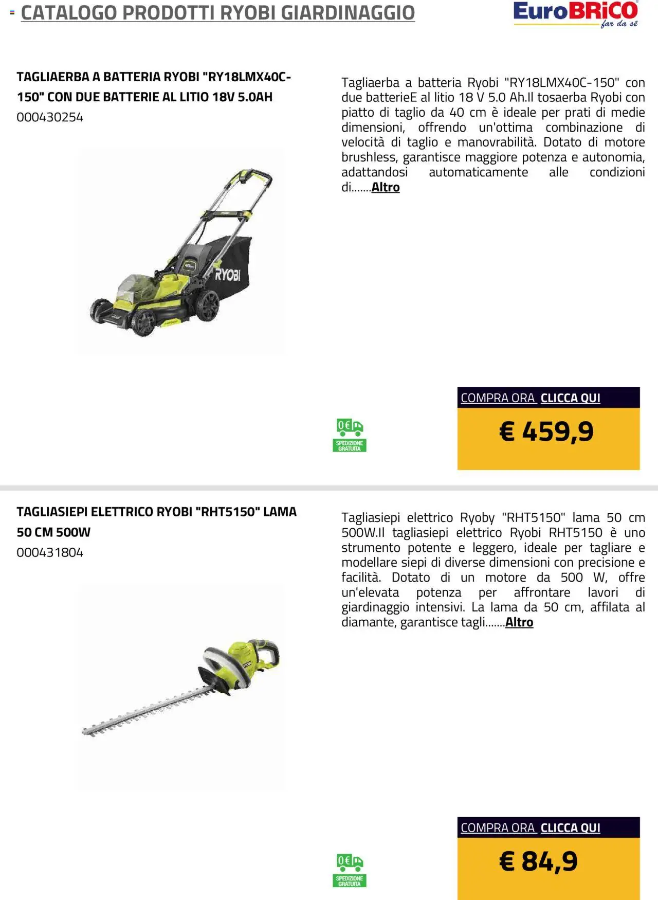 Eurobrico Prodotti Ryobi Giardinaggio catalogo - pagina 57 - valido dal 23/07/2025